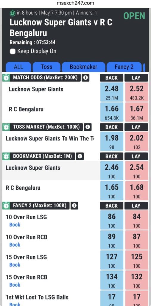 Lucknow Super Giants vs Royal Challengers Bengaluru